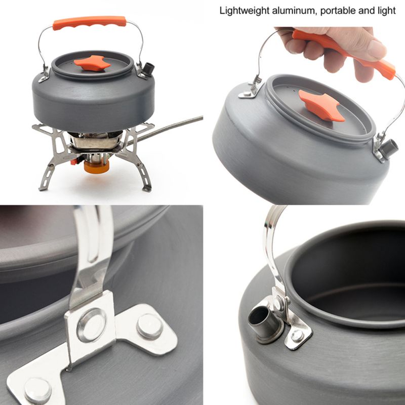 1.1L Outdoor Draagbare Koffiepot Camping Theepot Waterkoker Bergbeklimmen Camping Picknick Aluminium Pot Opknoping Pot