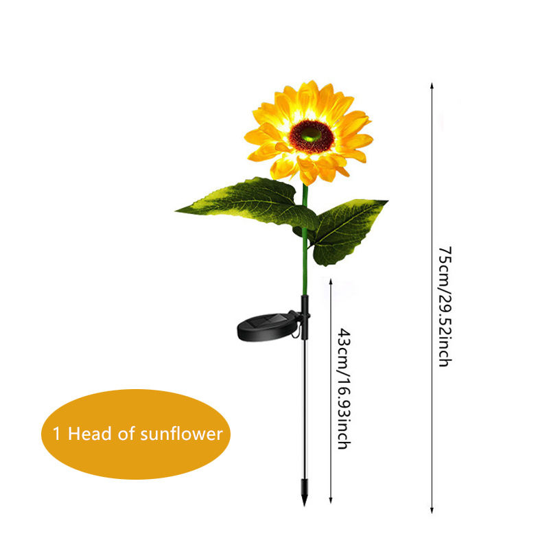 Luces solares de girasol para exteriores, guirnalda de luz LED impermeable para jardín, césped, , decoración de Navidad, lámpara alimentada por energía Solar, 1/3 cabezales: changeable