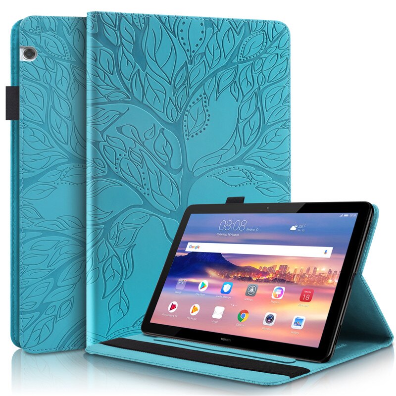 3D Tree Embossed for Huawei MediaPad Media Pad T5 10 Case Cover Flip Stand Case for Tablet Huawei MediaPad Media Pad T5 T 5 10.1: Blue