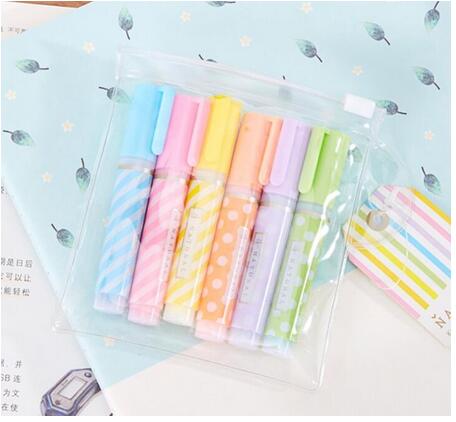 6 unids/lote lindo Punto de marcadores Kawaii 6 colores dibujo marcadores para el de los niños de la escuela: 1