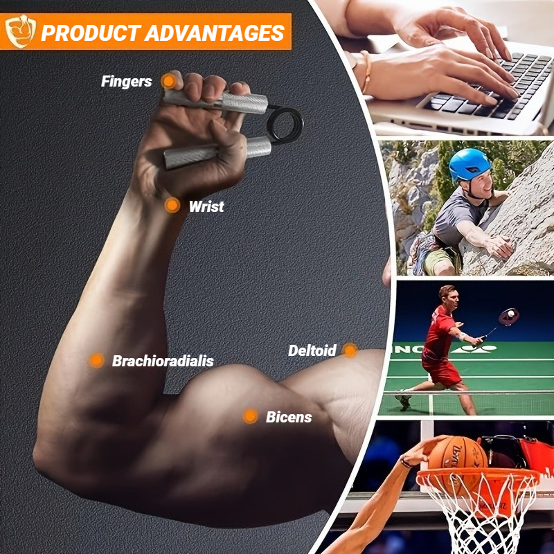 50LB-300LB Metal Hand Gripper Strengthener Finger Exerciser Grip Strength Muscle Arms Trainer Recovery Wrist Gym Equipment