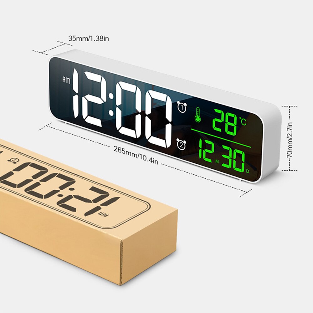 LED Digital Alarm Clocks For Bedrooms With Snooze Digital Clock USB Charger, Large White Digit Display, Full Range Brightness