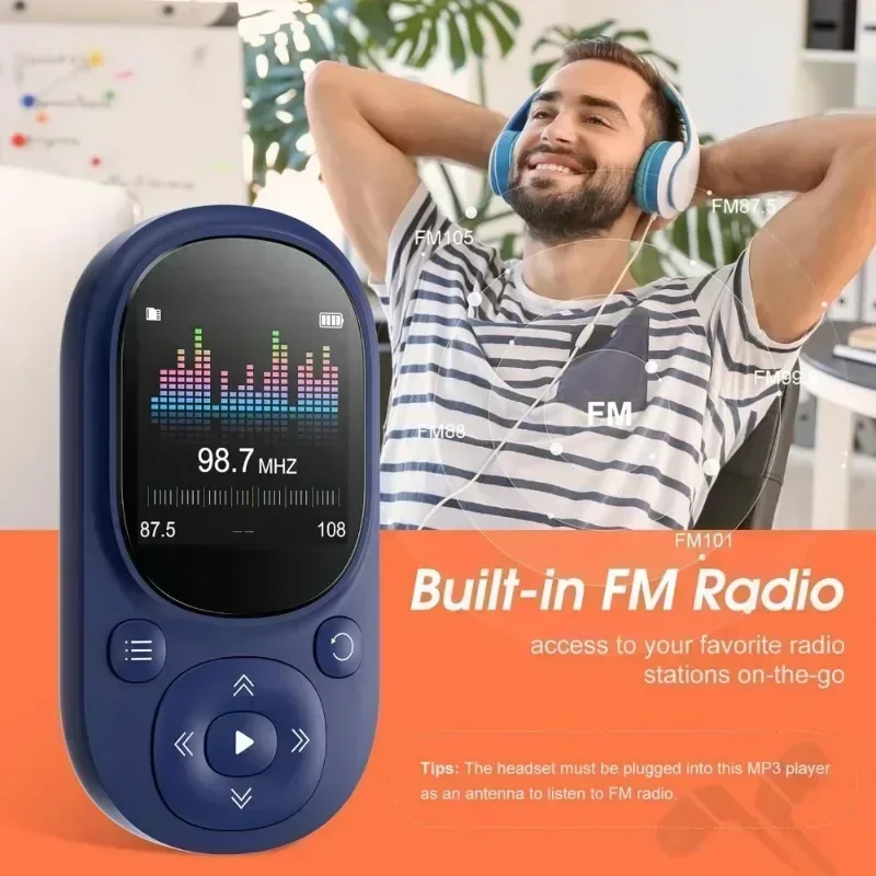 32 GB Clip-MP3-Musikplayer mit BT 5.0, verlustfreier Sound, Sport-MP3-Player, unterstützt FM-Radio-Sprachaufzeichnung und bis zu 128 GB TF-Karte