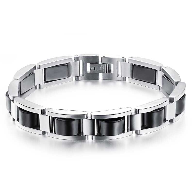 Black Magnetic Bracelet Men Hand Chain Energy Health Germanium Magnet Bracelet Stainless Steel Bracelets for Women: 1