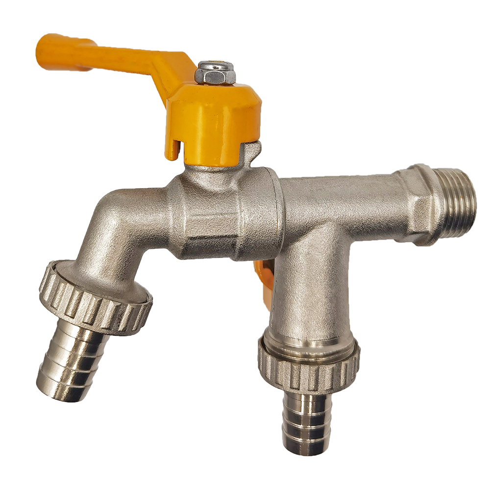 Adattatore per rubinetto per tubo da giardino 1/2 '' IBC Connettore per serbatoio dell'acqua Irrigazione a 2 gareggiare a 1 attraverso Giunto per rubinetto in ottone Raccordo di ricambio Valvola a sfera