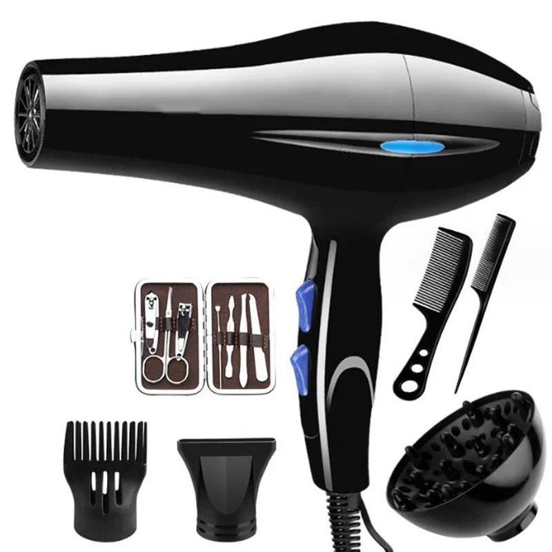 Secador de pelo , 1200W/2200W, engranaje de gran potencia, cepillo secador de pelo para peluquería, herramientas de salón de barbería, ventilador secador de pelo: Plata / Enchufe Australia