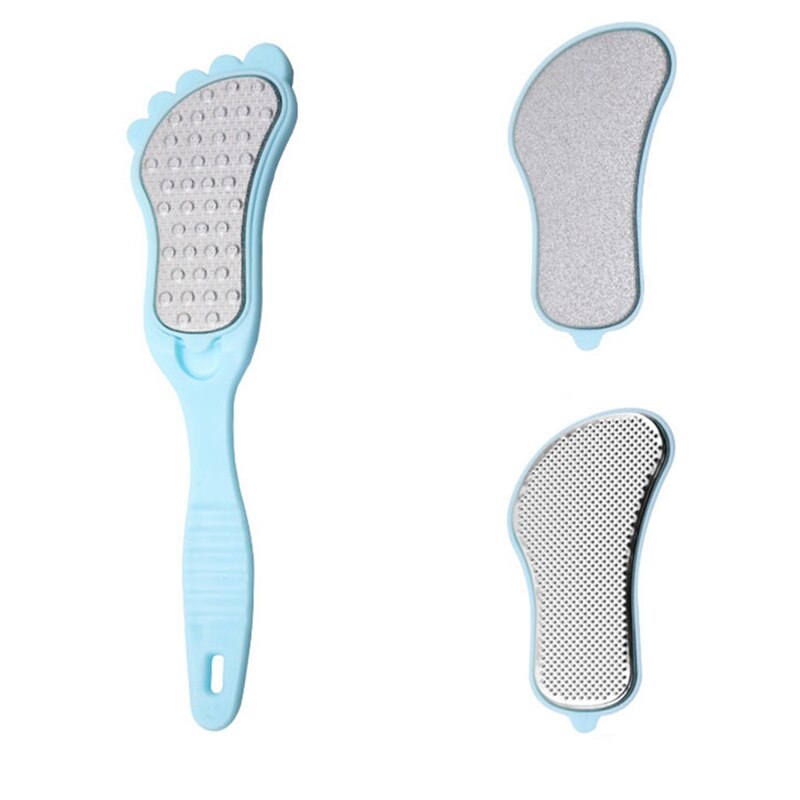 Verwijderaar van harde dode huidcellen, voetvijl, pedicure, dubbelzijdige schuurvijl, herbruikbare, wasbare roestvrijstalen vijl: Blauw