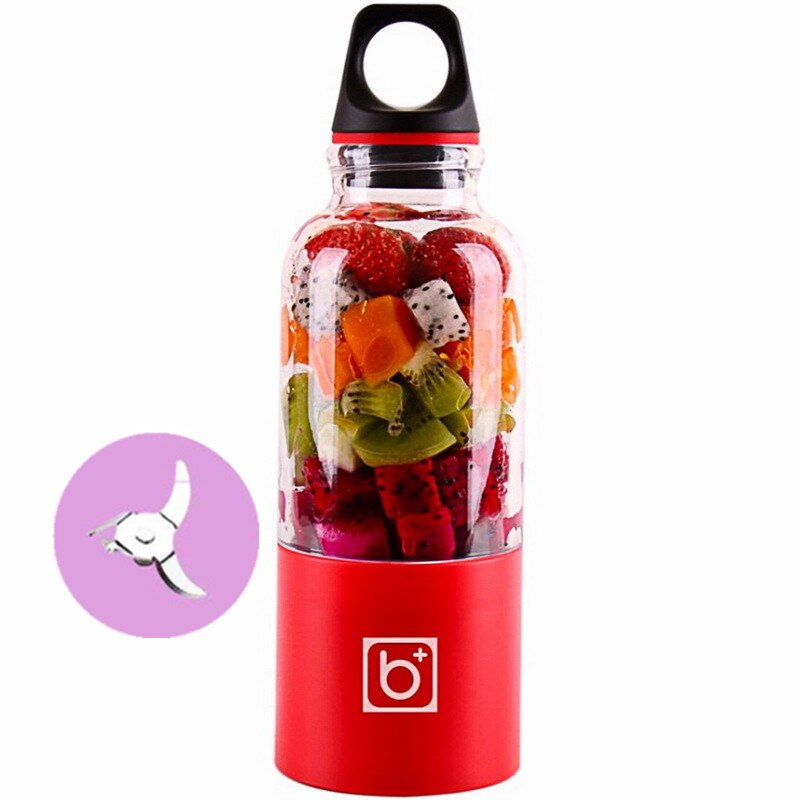 4 Blades Portable Blender Mix Pro Electric USB Rechargeable 500ml Juicer Cup Extractor Shakes Fruit Smoothie: Red