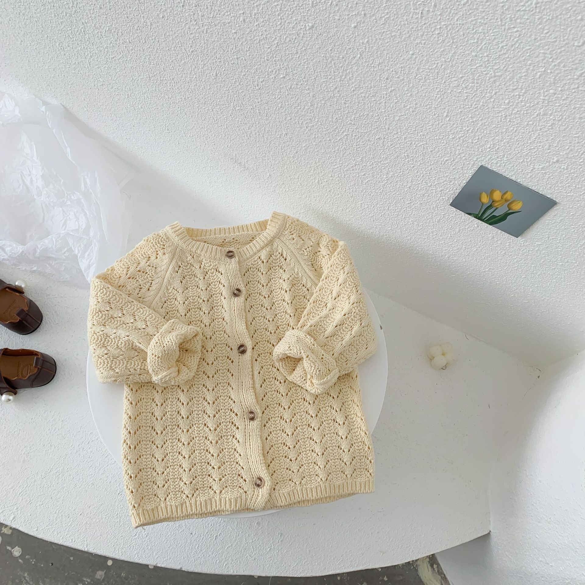 2021 primavera nuovi vestiti per bambini coreano scava fuori maglione cardigan primavera maglione cappotto 2-92