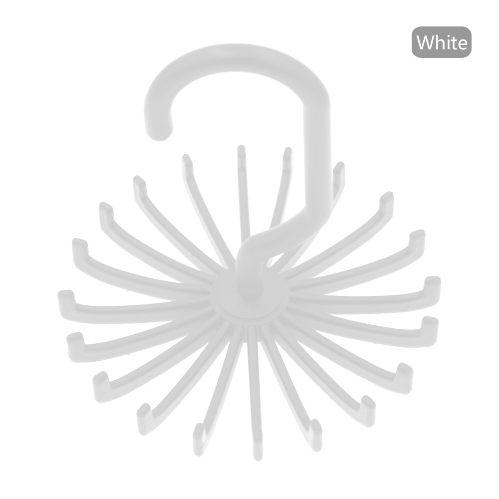 Mini Plastic Tie Rack 2 Ties/Belts/Scarves Holds Hanger Rotating Hook White Tie Holder Storage Racks Laundry Organizer