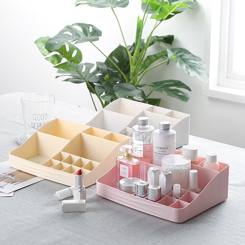 1 stk simpel stil makeup organizer opbevaringsboks plast kosmetik diverse opbevaringsholder til hus opbevaring kontor bord