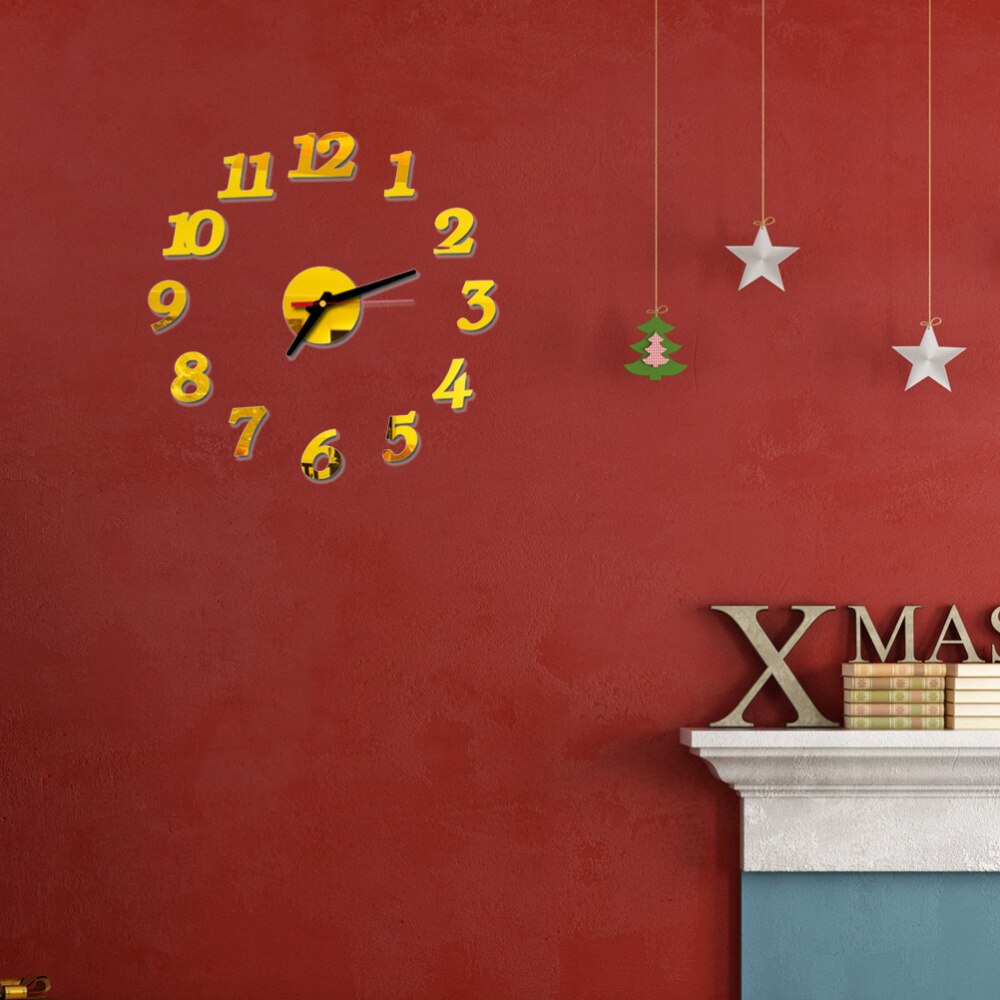 Frameless DIY Wall Clock Arabic Numbers Adhesive Modern Art Wall Clock Silent 3D Acrylic Sticker Home Decorations for Living Roo