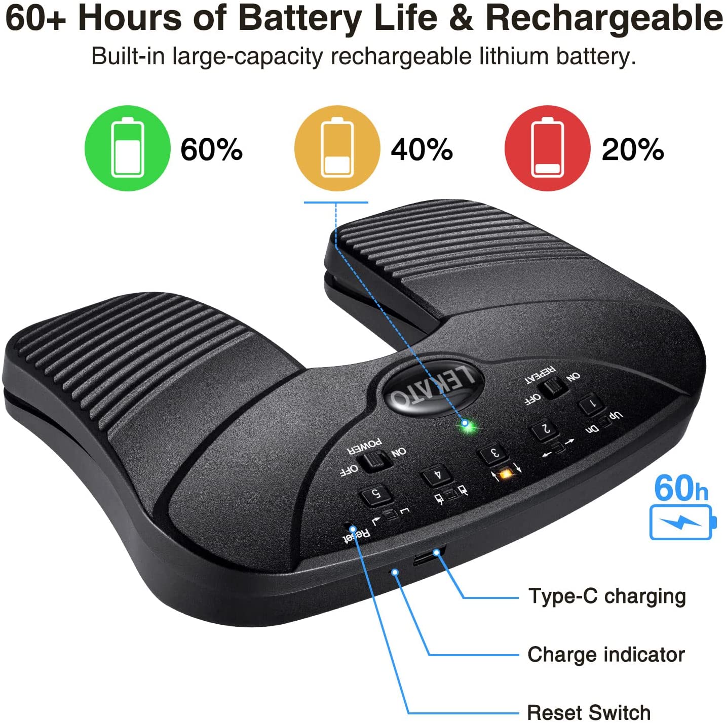 Lekato Bluetooth Page Music Turner Pedaal USB Oplaadbare Draadloze Page Turner Stil voetpedaal voor Ipad Iphone Tablet Laptop
