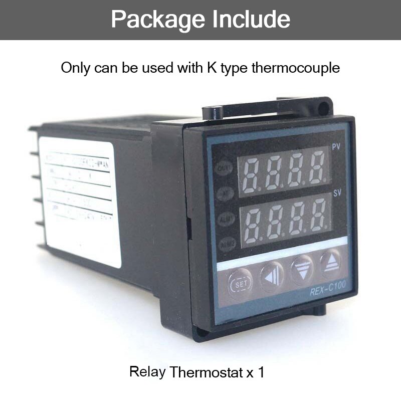 REX-C100 Digital PID Temperature Controller REX C100 40DA Relay SSR Output Thermostat Kit + K Thermocouple Probe / Heat Sink: Relay Thermostat