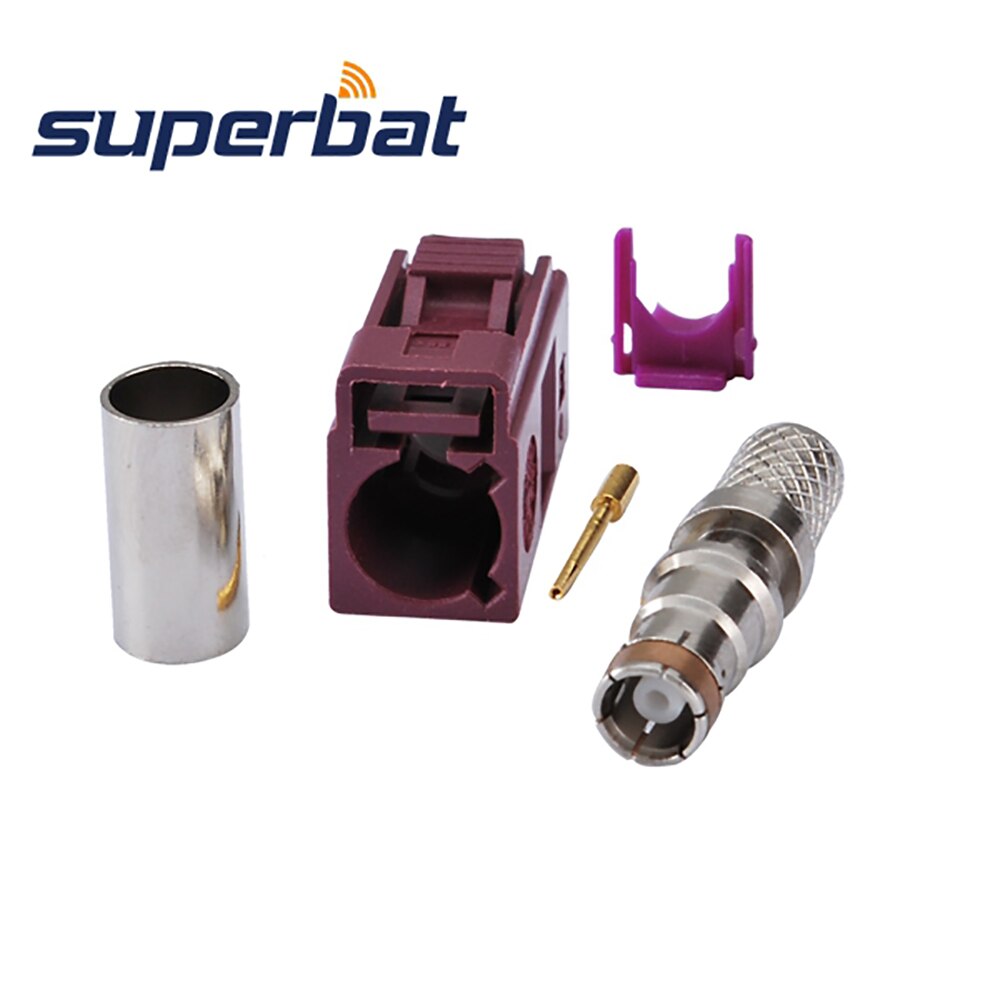 Superbat 10Stck RF Fakra Stecker crimpen Jack Weibliche für violett Auto GSM zellular telefon für kabel LMR195, RG58, RG142, RG400