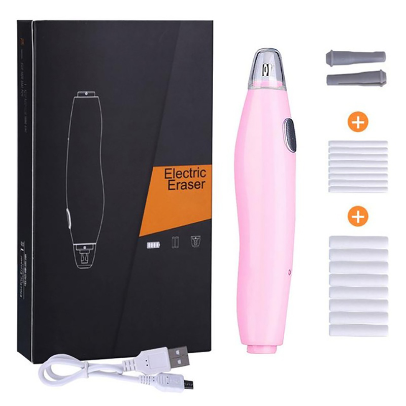 Art USB Charging Electric Eraser Pencil Rubbers Cute Kawaii Electronic Erasers For Kids Stationery School Supplies: Pink 8305