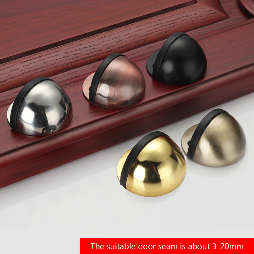 1 pc Anti-collision Door Stopper Non Punching Sticker Hidden Stainless Steel Rubber Door Stopper Door Wall Holders Catch