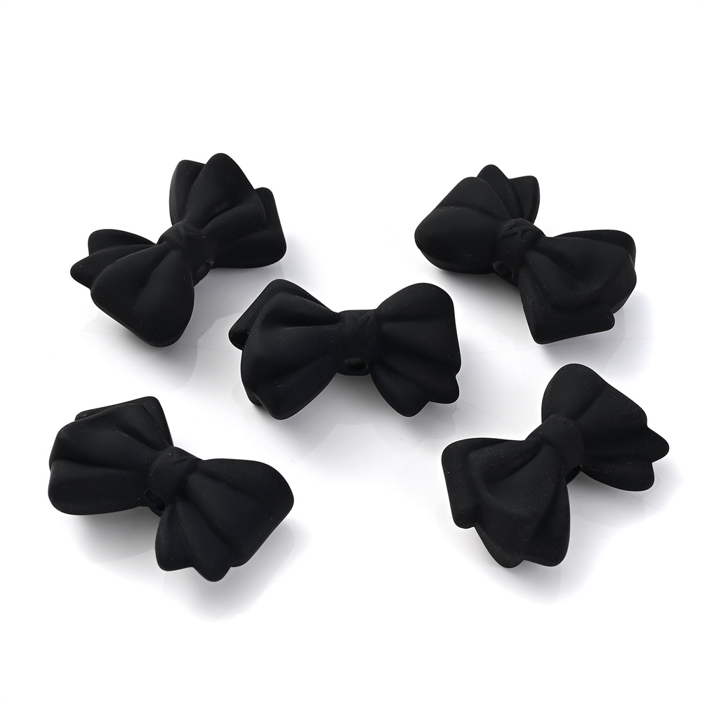 5 uds. Cuentas de nudo de lazo de gran tamaño, cuentas de joyería con lazo acrílico Multicolor para hacer joyas, pendientes, collar, colgante de cadena para teléfono: Negro