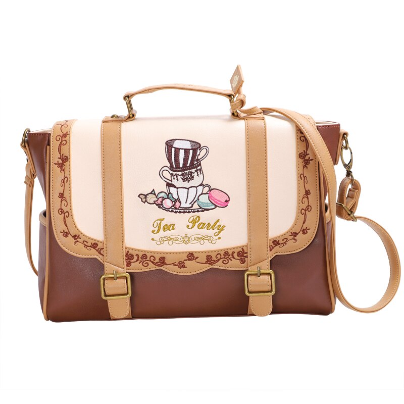 Mochila japonesa lolita para mujer, bolsa pequeña dulce con bordado de reducción de edad, bolso escolar A4 de hombro de 3 vías