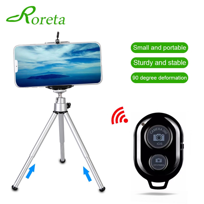 Roreta Mini Tripod With Bluetooth Remote selfie monopod Table Desk Tripod Phone Holder Stand For iPhone Samsung Xiaomi Huawei