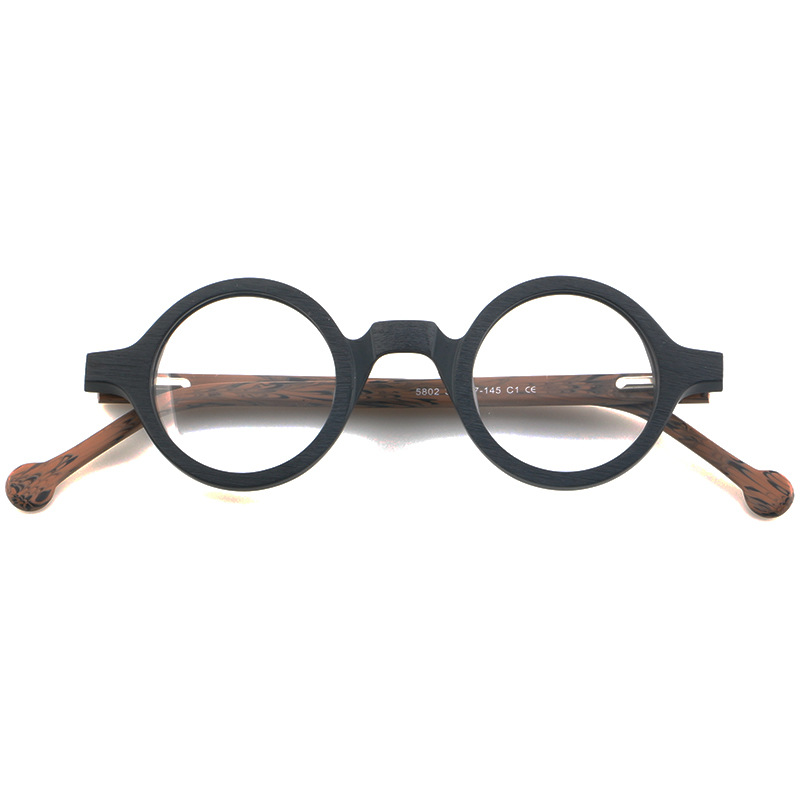 Cubojue occhiali da lettura rotondi piccoli uomo donna montatura per occhiali in acetato di grano di legno da uomo trasparente antiriflesso della luce blu