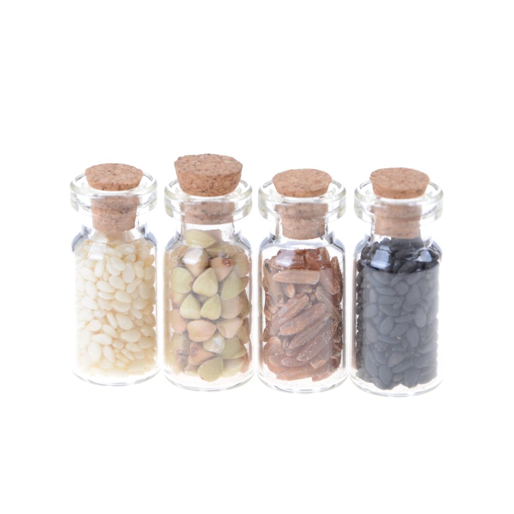 TOYZHIJIA 4 pz/lotto carino 1:12 Casa di Bambola mini Mobili in Miniatura A Secco bottiglia di vetro Da Cucina accessoriesgrain Casuale