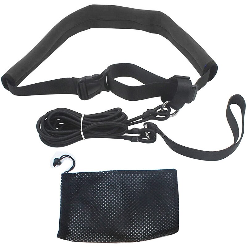 Correa de Entrenamiento de natación para piscina, 2m, Entrenamiento de natación, cinturón elástico, juego de sujeción de resistencia: Negro