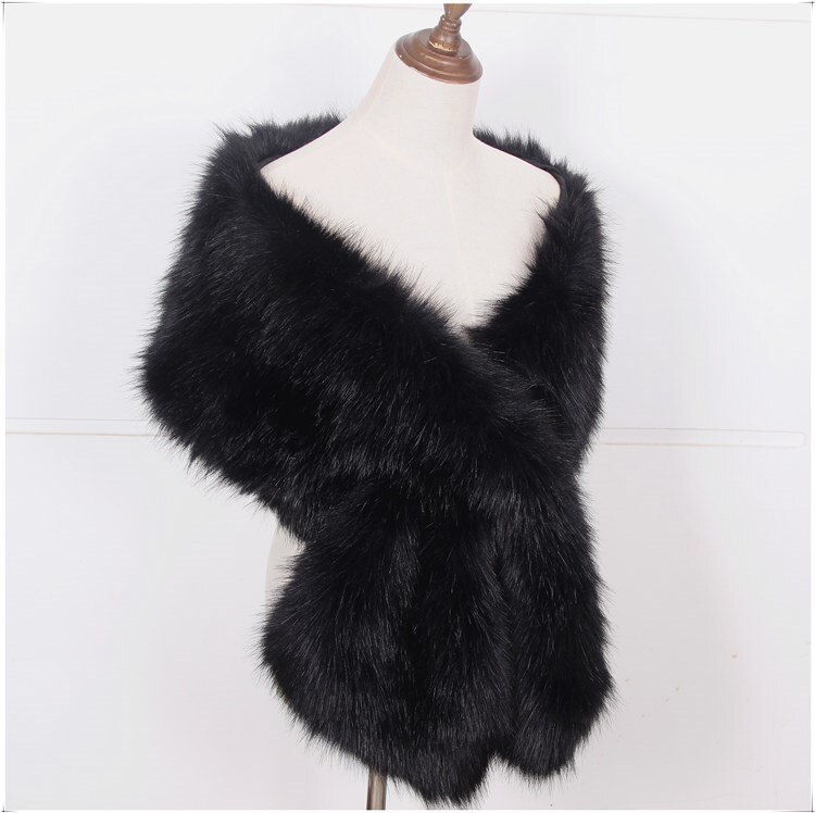 JaneVini Winter Braut Kap Hochzeit Mantel Faux Pelz Stola Weiß Rot Braut Capes Wraps Frauen Formale Kleid Schals Boleros Stolen: Black 1