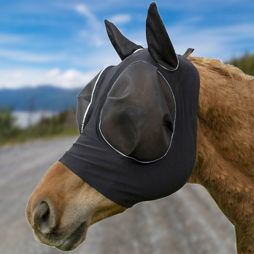 Reiten Atmungsaktive Vermaschten Pferd Maske Abdeckung Reit Pferd Ausrügestochen Fliegen Maske Motorhaube Netz Ohr Masken Schutz Pferd Pflege