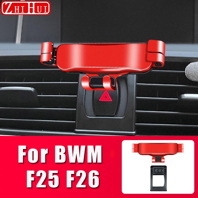 Car Mobile Phone Holder For BMW X3 F25 X4 F26 Air Vent Mount Bracket Gravity Phone Holder Accessories: Red