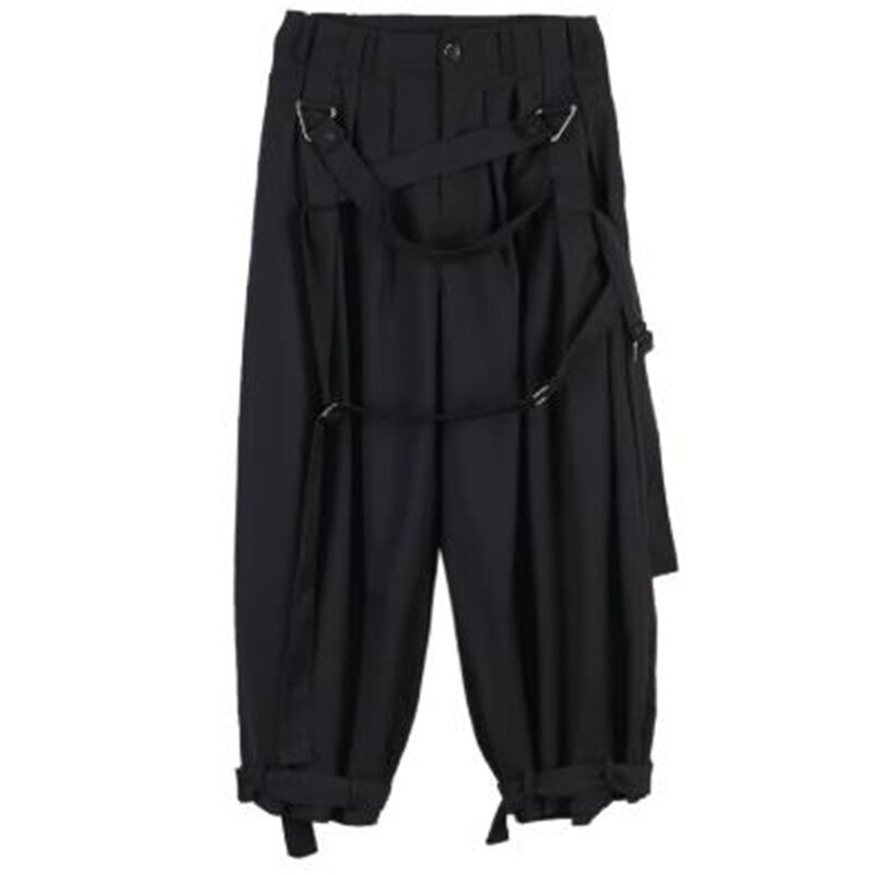 Mens Gothic Hakama Pants Wide Leg Traditional Japanese Style