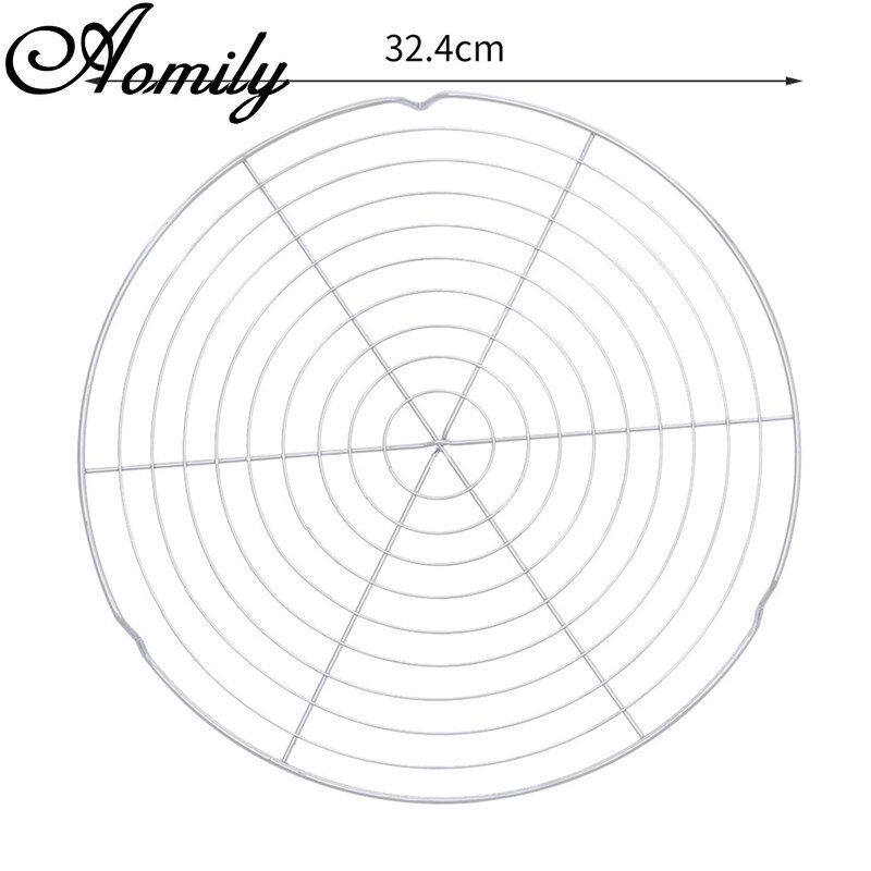 Amoliy 32.4cm Nonstick Cake Cooling Rack Round Baking Cooling Grid Cookies Biscuits Bread Tray Stainless Steel Wire Tray Baking