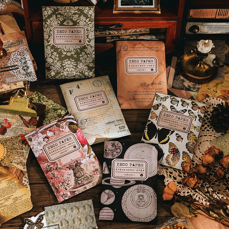 Vintage gammelt papir collage scrapbog journal materiale papirkort fremstilling diy retro papir mærkat memo papirvarer