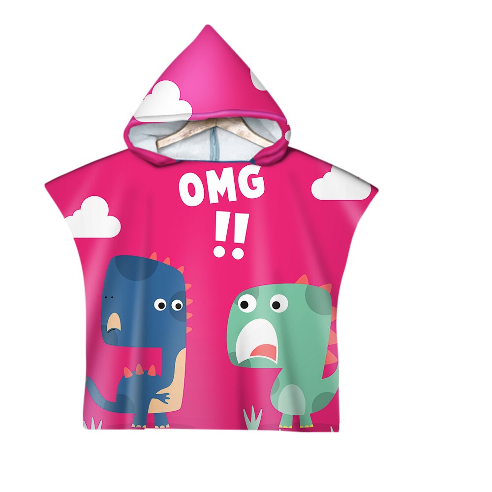 Leuke Dinosaurus Cartoon Kinderen Zwemmen Bad Hooded Mantel Strandlaken: 4