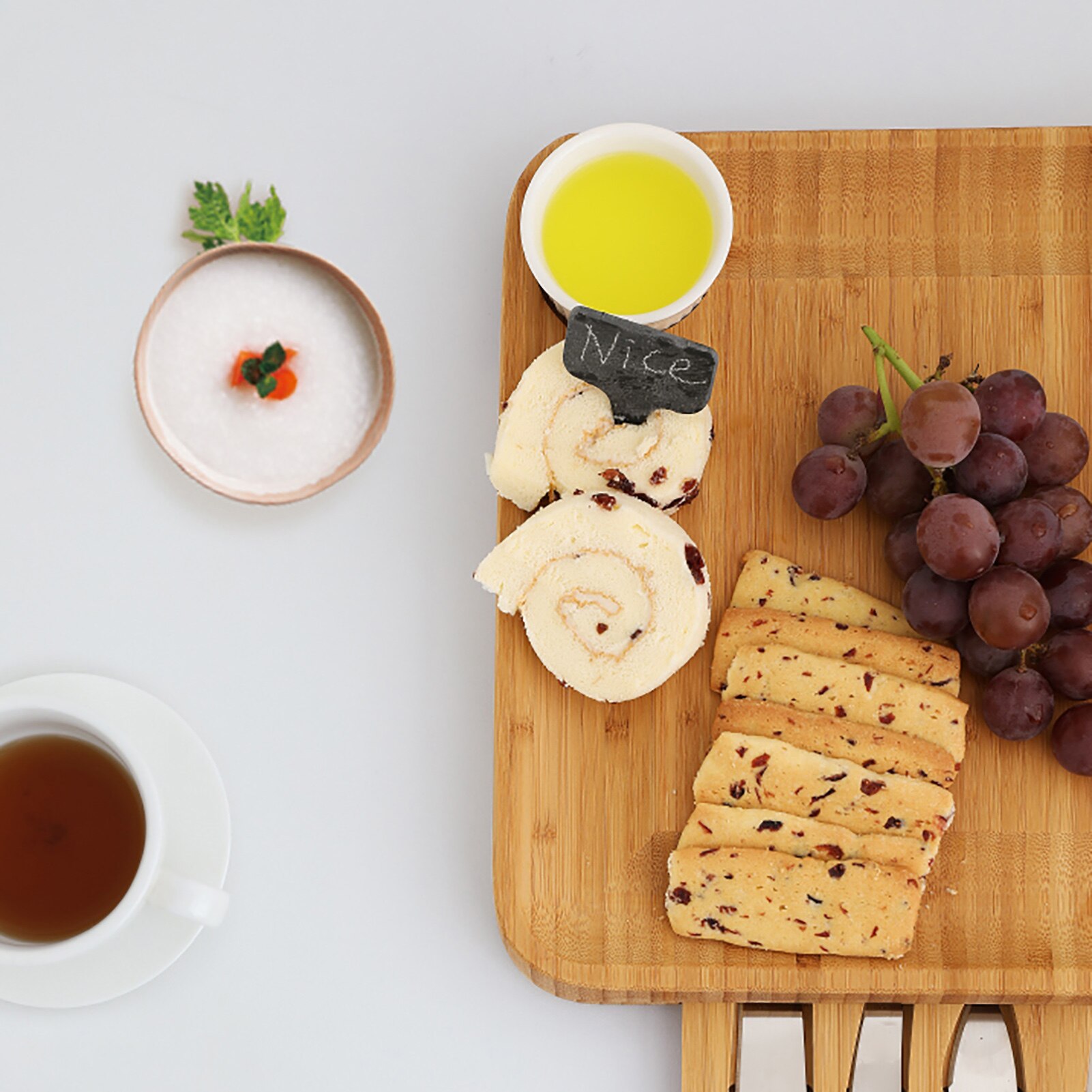 Natural Wooden Exquisite Cheese Cutter Board Set Cheese Cutter Ceramic Bowl Ergonomic Kitchenware Charcuterie Platter