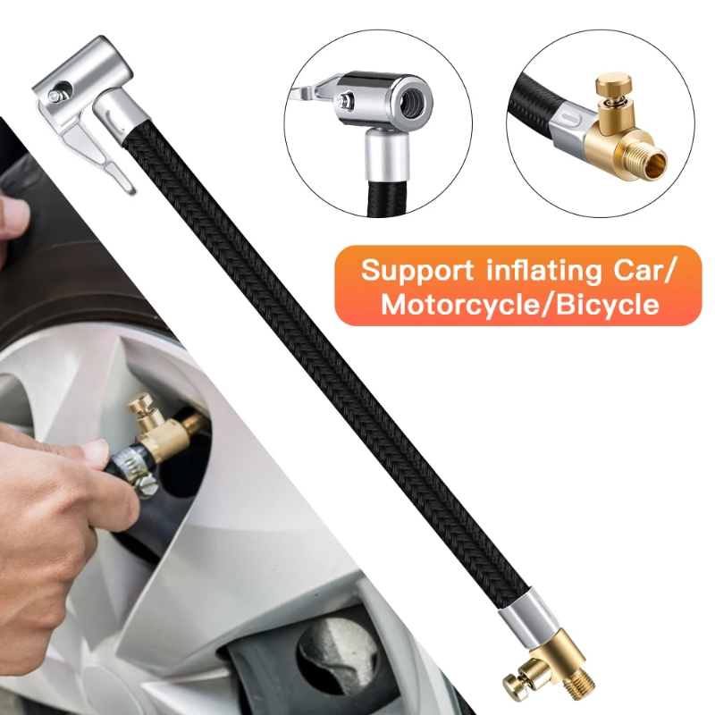 Tire Inflator Hose Extension Tube Air Pump Adapter Can Be Deflated Car Motorcycle Bike Tyre Inflatable Air Chuck Lock Tubes