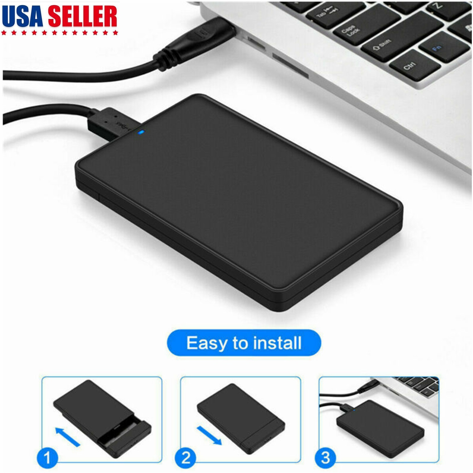 USB 3.0 To 2.5 Inch SATA Hard Drive External HDD Enclosure 2TB Dual LED Light Indication Mobile Hard Disk Box​