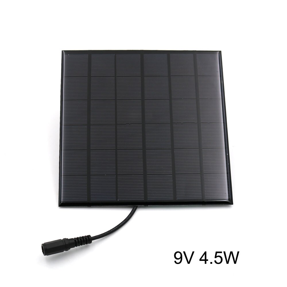 Panneau solaire 9V 2/3/4.5/10W Transparent Poly Module de cellules solaires 7.4V 6.4V 26650 18650 3.2V 3.7V connecteur de batterie DC 5.5*2.1 plug