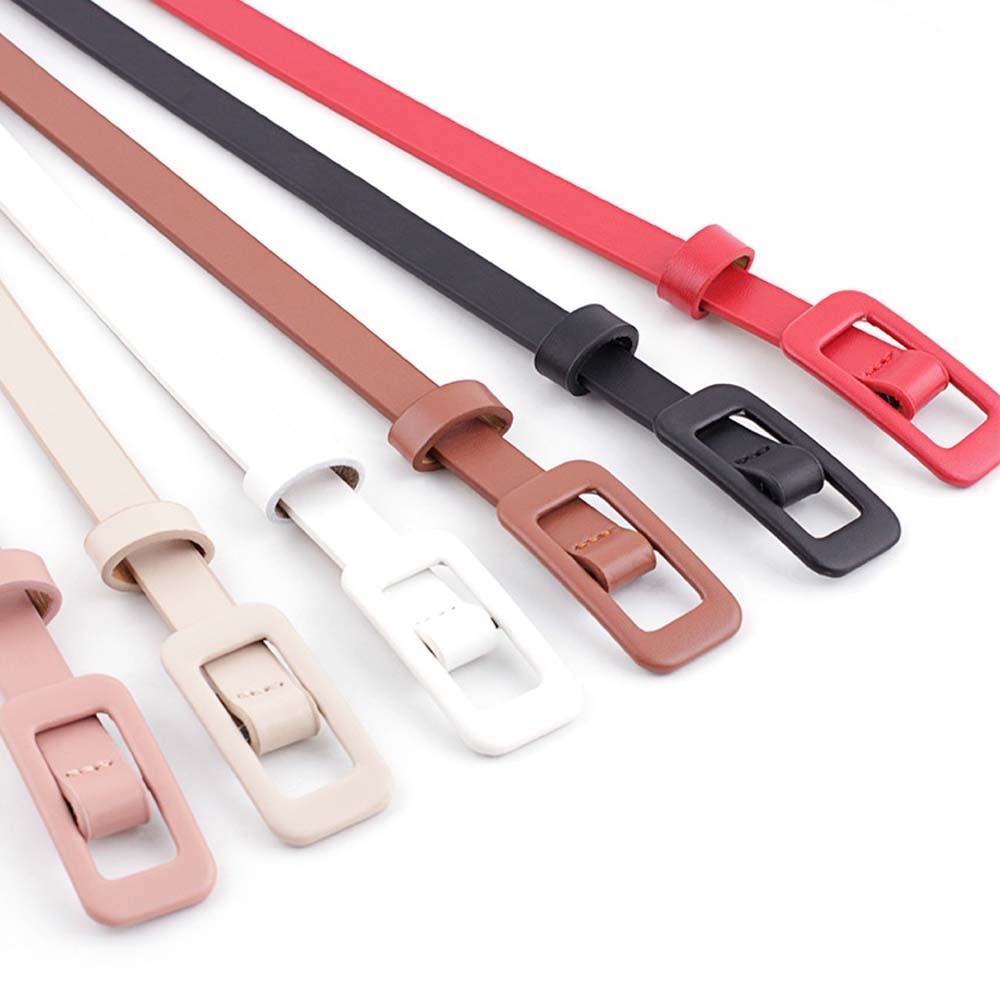 Candy Color Shiny PU Leather Waist Belt for Women Narrow Thin Belts Waistband Pin Buckle Straps for Dress Black Red Pink