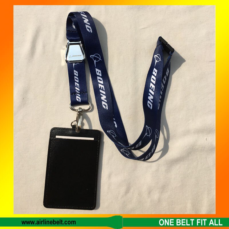 Blauw Boeing seat belt vliegtuig gesp lanyard met ID case houder voor pilot flight crew airman luchtvaart kantoor persoonlijkheid