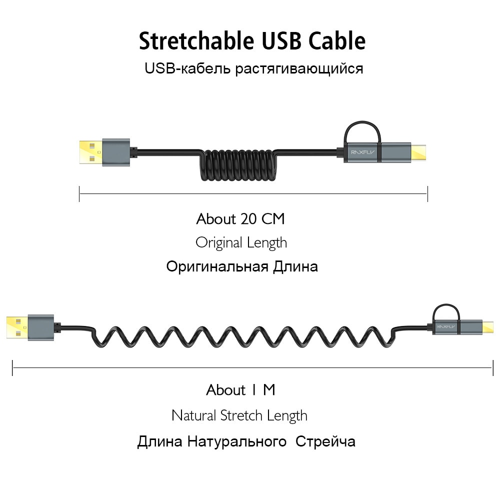 FLOVEME 2 in 1 Type C Micro USB Cable For Samsung Xiaomi Redmi Note 7 K20 Oneplus 7 Pro Retractable QC 3.0 Fast Charging Cable