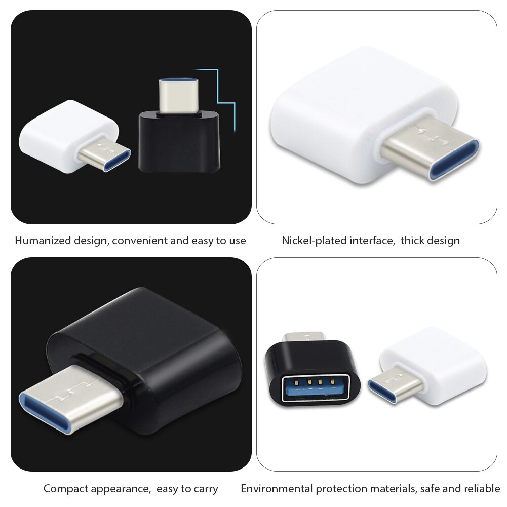 Usb Type-C Naar Usb Adapter Oplader Kabel Zwart/Wit Micro Usb Adapter