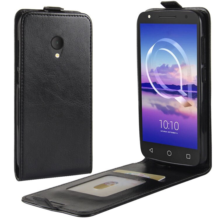 Funda de cuero con tapa para Alcatel U5 3G 4G 4047 4047D 5044D 5044Y, Funda de teléfono móvil de silicona TPU de lujo: For Alcatel U5 3G / black