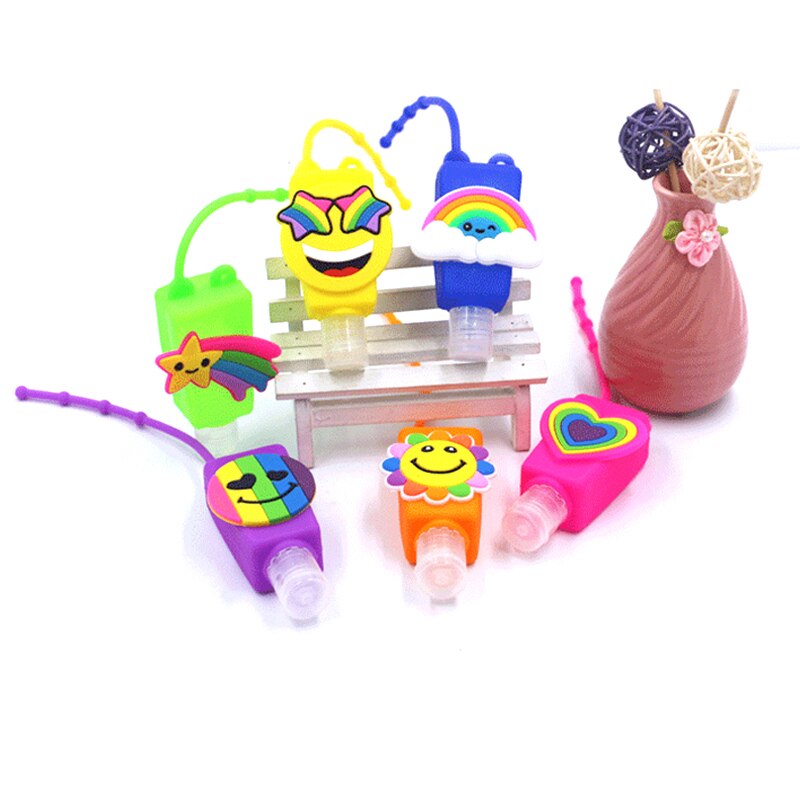 10/50pcs Silicone Mini désinfectant pour les mains voyage Portable sûr support de Gel distributeur de savon main Gel support pour les enfants: smile face / 10Pcs