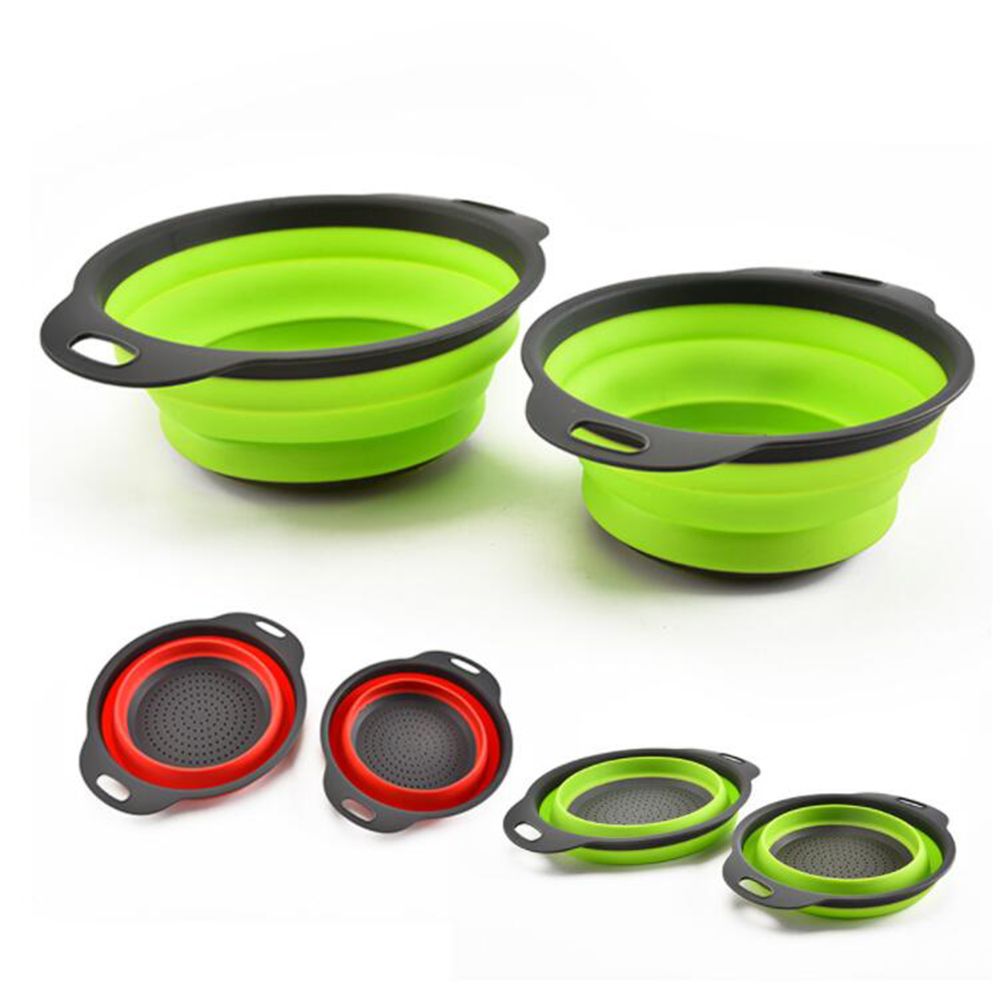 Składane sitko miska na wolnym powietrzu kemping zestawy zastawy stołowej silikonowe składane durszlak sitko opróżnianie miski przenośne naczynia robić gotowania piknikowe