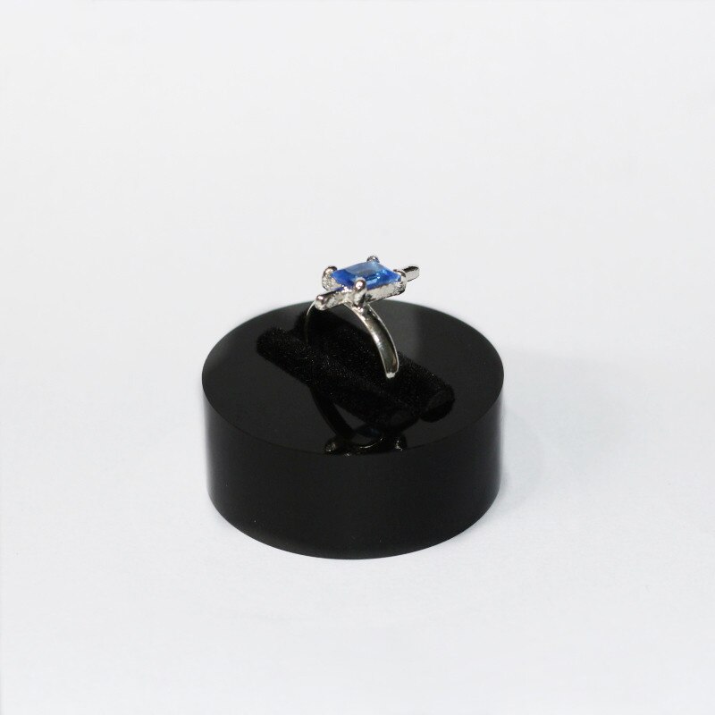 Fashon Acrylic Round Single Slot Ring Display Case Ring Holder Ring Organizer Jewelry Display Stand: black