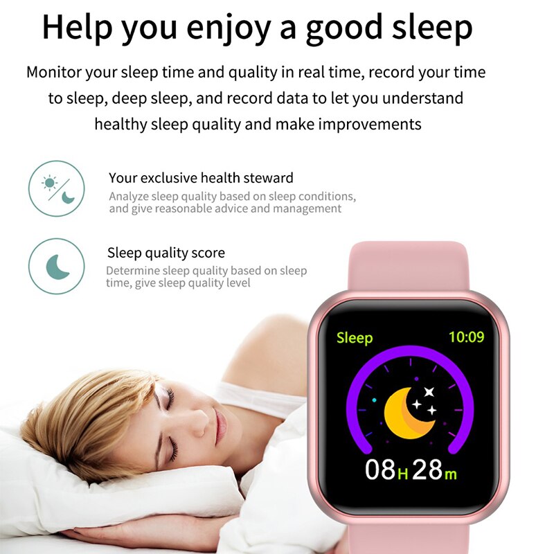 D20 Pro Y68 Smart Watch Bluetooth Fitness Tracker Sports Watch Heart Rate Monitor Blood Pressure Smart Bracelet for Android IOS