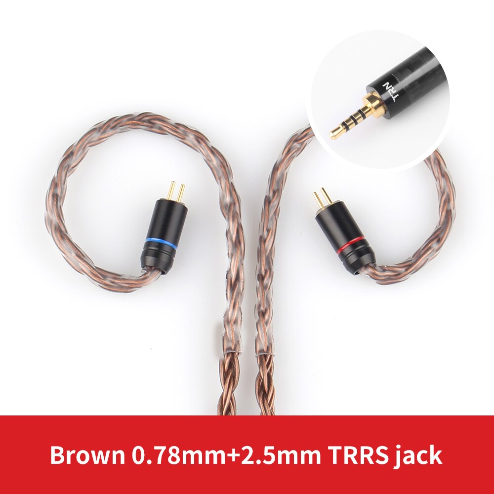 TRN 16 Core Silber Überzogene Kopfhörer Kabel 2,5mm 3,5mm 4,4mm zu 0,75 0,78 2pin mmcx Ausgewogene Hifi ersatz Kopfhörer Kabel: Brown 0.78mm 2.5mm