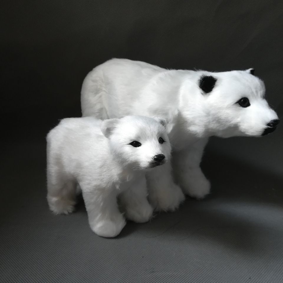 Et par simulering isbjørne legetøj kunsthåndværk harpiks og pels hvide isbjørn dukker 0971