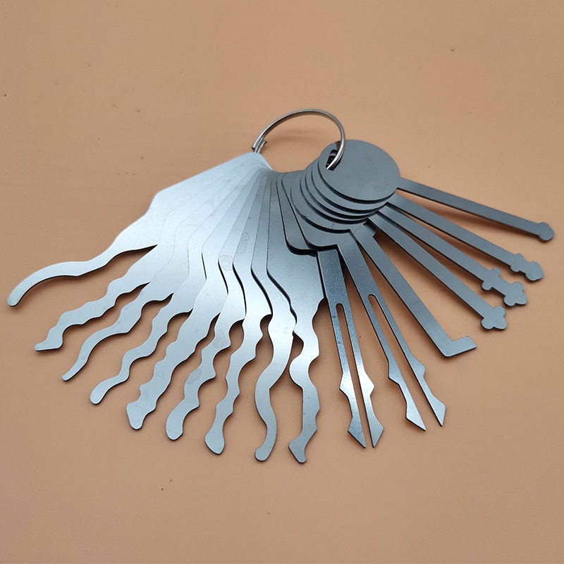 16 Pcs Stainless Steel Jiggler Key Car Door Lock Keys Picking Opener Repair Tool